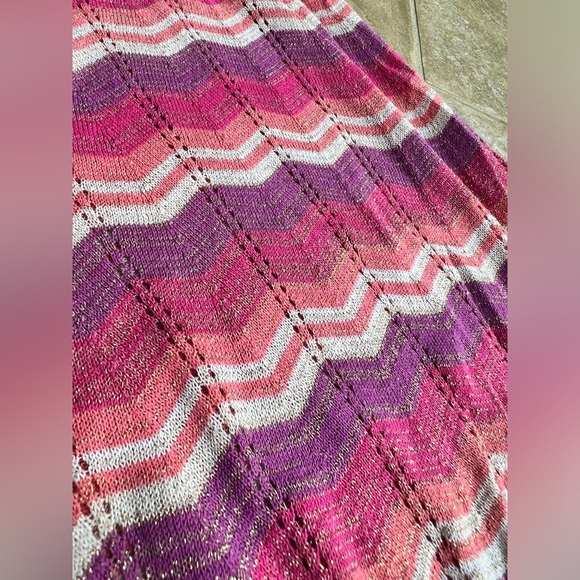 Vintage Y2K 725 Originals Womens Pink Purple Chevron Striped Knit Tank Top - Picture 6 of 9